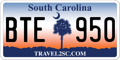 SC license plate BTE950