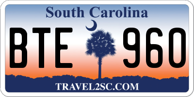 SC license plate BTE960