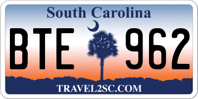 SC license plate BTE962