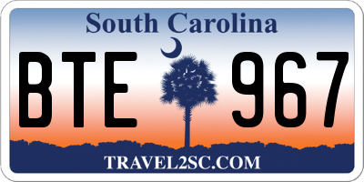 SC license plate BTE967