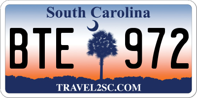 SC license plate BTE972