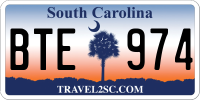 SC license plate BTE974