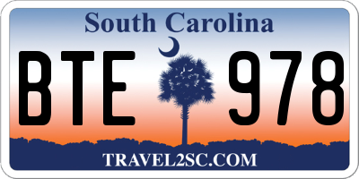 SC license plate BTE978