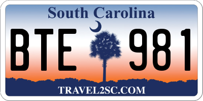 SC license plate BTE981