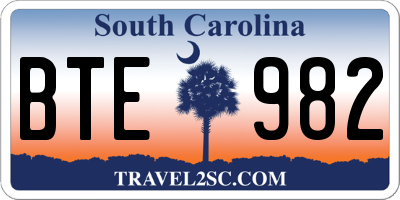 SC license plate BTE982