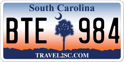 SC license plate BTE984