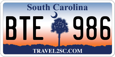 SC license plate BTE986