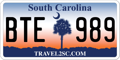 SC license plate BTE989