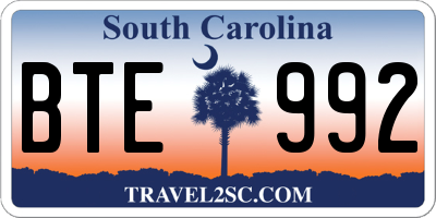 SC license plate BTE992