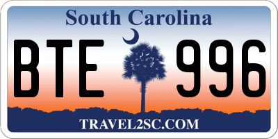SC license plate BTE996