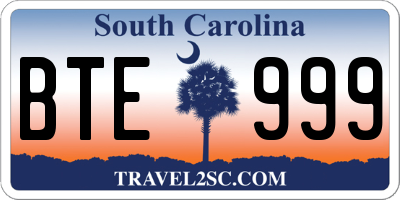 SC license plate BTE999