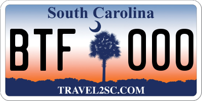 SC license plate BTF000