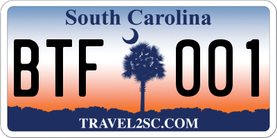 SC license plate BTF001