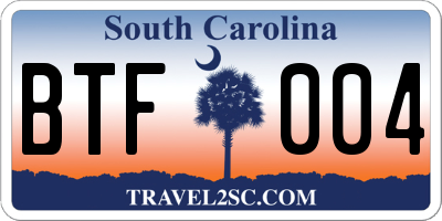 SC license plate BTF004