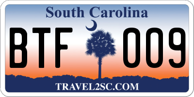 SC license plate BTF009