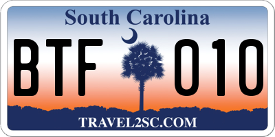 SC license plate BTF010