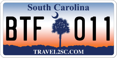 SC license plate BTF011