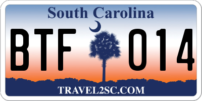 SC license plate BTF014