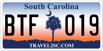 SC license plate BTF019