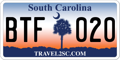SC license plate BTF020