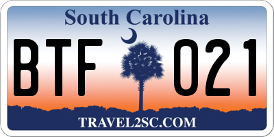 SC license plate BTF021
