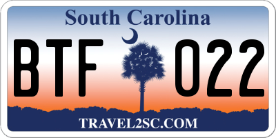 SC license plate BTF022
