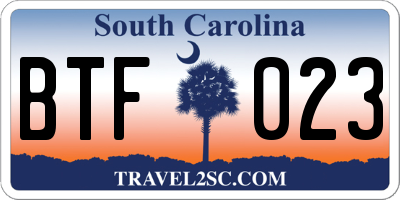 SC license plate BTF023