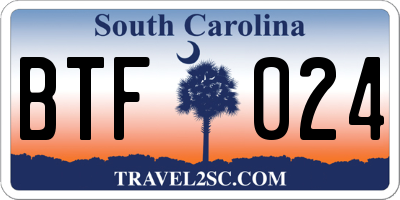 SC license plate BTF024