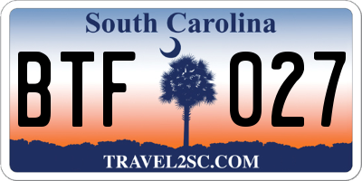 SC license plate BTF027
