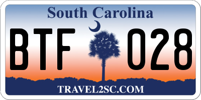 SC license plate BTF028