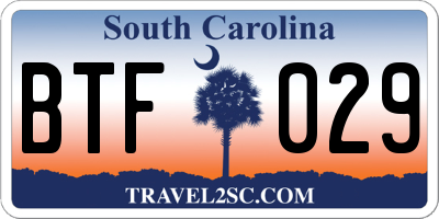 SC license plate BTF029