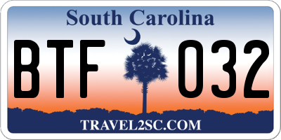 SC license plate BTF032