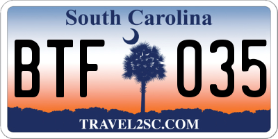 SC license plate BTF035