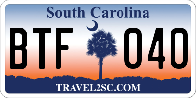 SC license plate BTF040