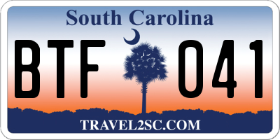 SC license plate BTF041