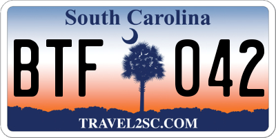 SC license plate BTF042
