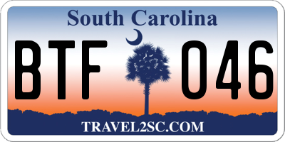 SC license plate BTF046