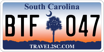 SC license plate BTF047