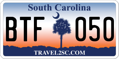 SC license plate BTF050
