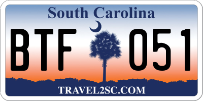 SC license plate BTF051
