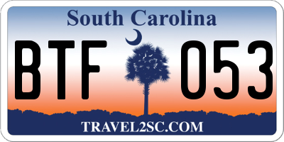 SC license plate BTF053