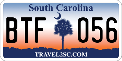 SC license plate BTF056