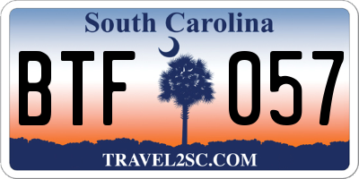 SC license plate BTF057