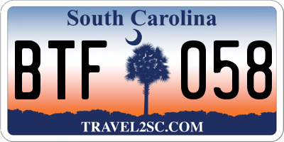 SC license plate BTF058