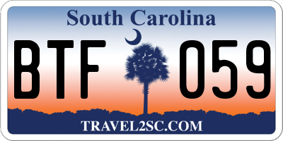 SC license plate BTF059