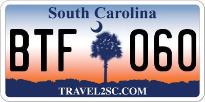 SC license plate BTF060