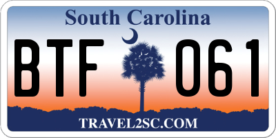 SC license plate BTF061