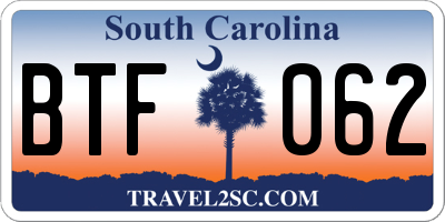 SC license plate BTF062