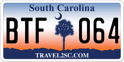 SC license plate BTF064