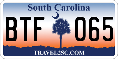 SC license plate BTF065